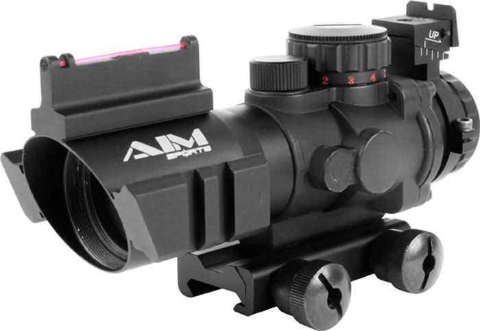 Aim Sports 4x32 Tri Illuminated Scope with Fiber Optic Sight, as shown 