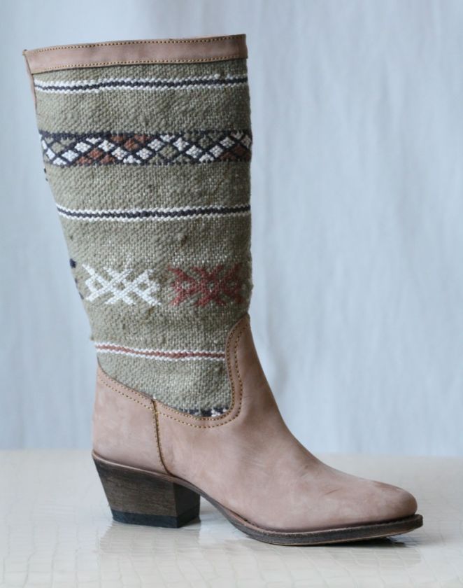 COBRA SOCIETY *KILIM RUG+LEATHER*Alcazar Calf Boots 37  