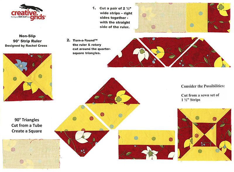   Strip Quilt Ruler CREATIVE GRIDS Quarter Square Triangles Stars  