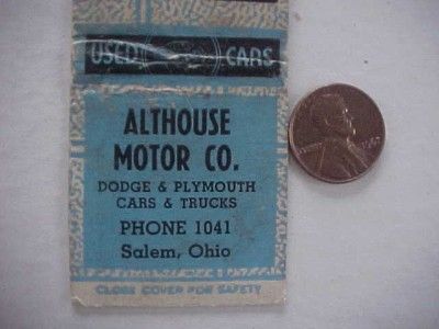 1940s Era Salem,Ohio Dodge Plymouth Motor Cars & trucks company 