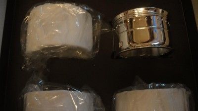 VERA WANG GROSGRAIN SILVERPLATE SET OF 4 NAPKIN RINGS  