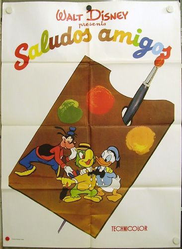 hv78 SALUDOS AMIGOS WALT DISNEY rare 2sh POSTER ITALY  