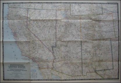   Map SOUTHWESTERN UNITED STATES Route 66 California Texas Arizona Utah