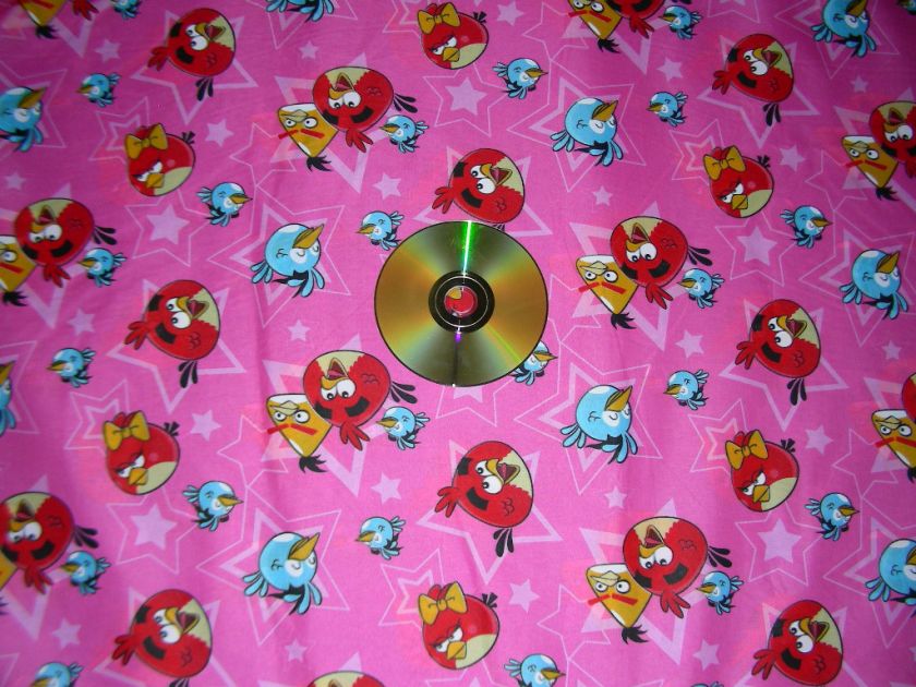 NEW 2 YARDS ~RARE SMALL ANGRYBIRD STAR STARS PINK FABRIC  