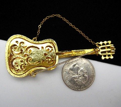 Vtg Robert MANDLE Mandolin Guitar Music Pin Brooch MOP  