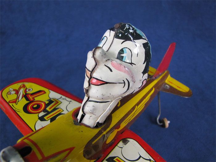 Vintage Marx Tin Litho Rookie Pilot Wind Up Toy Plane  