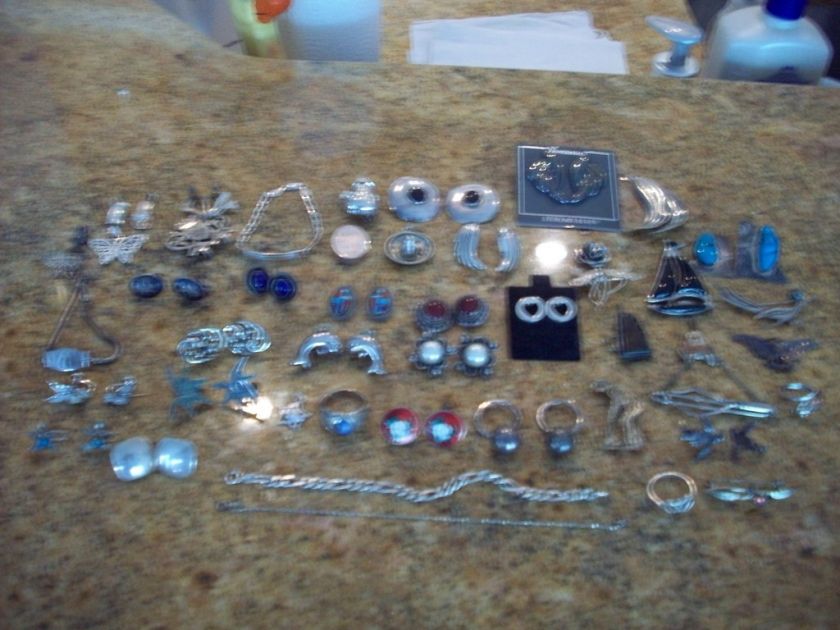 55 VINTAGE STERLING JEWERLY PIECES APPROX 10 OUNCES VG  