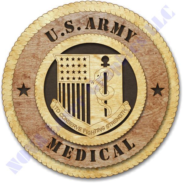 Army Medical Department Crest Birch Wall Plaque  