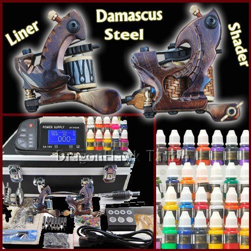 Top Tattoo Kit 2 Top Gun Best Power Supply 40 color Ink  