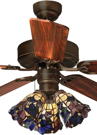 Autumn 3 Light Tiffany Style Stained Glass Ceiling Fan  