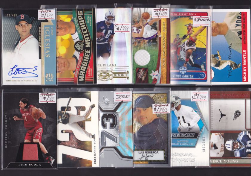 HUGE AUTO JERSEY PATCH ROOKIE/RC SPORTS CARD COLLECTION/LOT CUT AUTO+ 