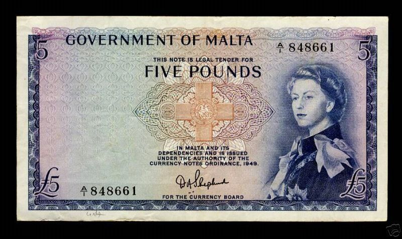 Malta 5 Pounds 1961, P.27  