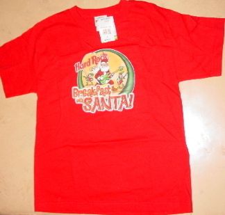 Hard Rock Cafe BREAKFAST w/SANTA T SHIRT MWMT Youth Lg. CHRISTMAS 