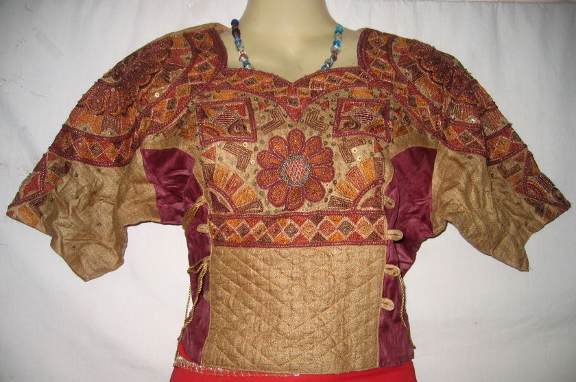 Vintage Sari Blouse Choli Top EMBROIDERED BUST 36  