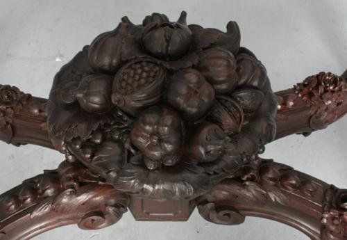 Rare Rosewood Carved 57 Marble Top Center Table Close Up 3