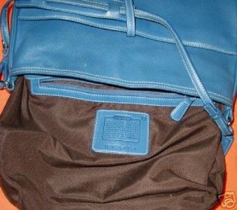 COACH SOFT BLUE LEATHER CLIP HOBO SHOPPER SILVER HDW  