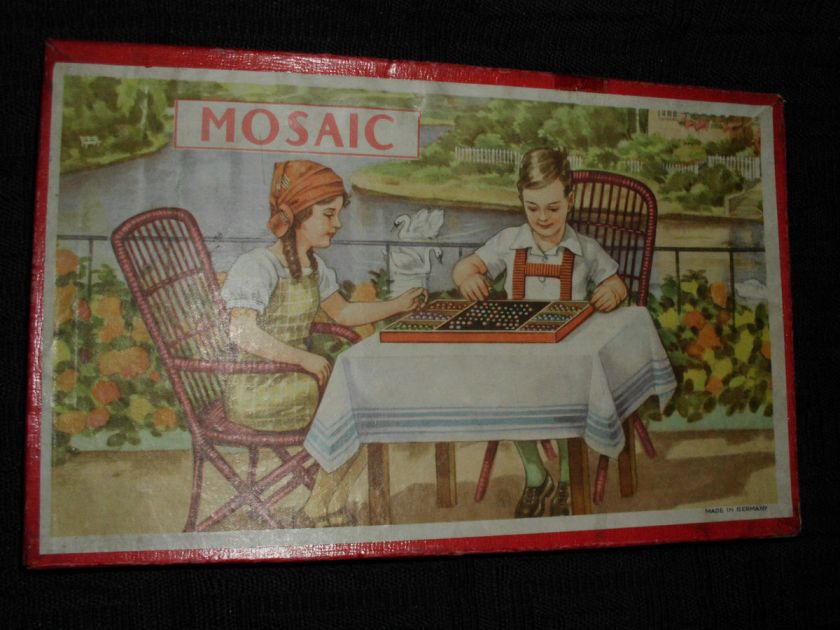 OLD VINTAGE 1920s GERMAN MADE MOSAIC TOY CRAFT SET  