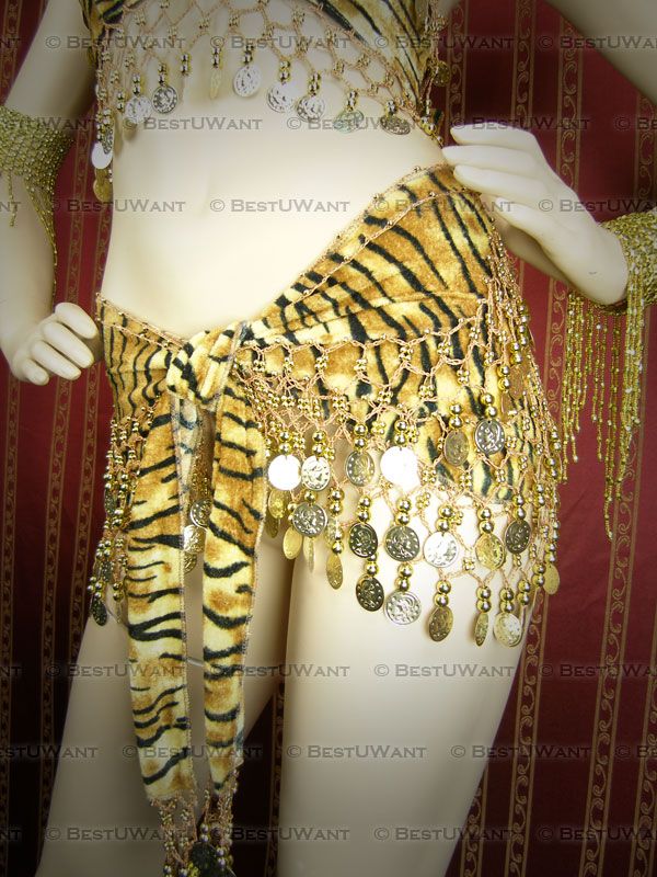 Belly Dance Velvet Animal Print Hip Scarf Belt Costume  