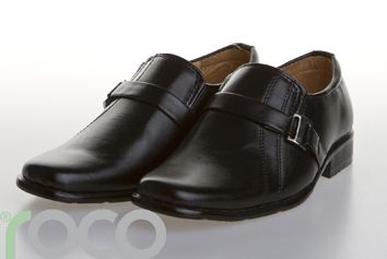 BOYS BLACK SLIP ON CHRISTENING COMMUNION SHOES  