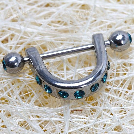 1P Sky Blue Rhinestone Stainless Steel Bow Stud Earring  