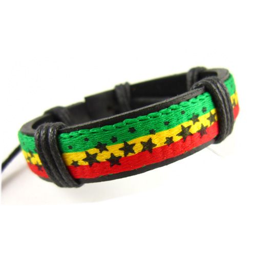 Popular Hot Reggae Bob Marley Rasta Hiphop Leather Bracelet  