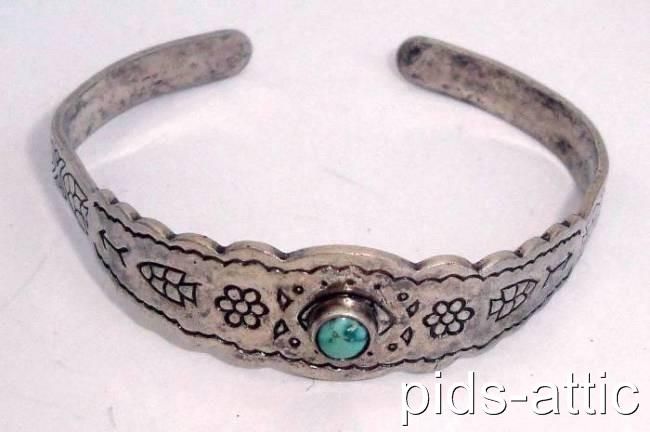   Fred Harvey Era Thunderbird & Indian Symbols Cuff Bracelet  