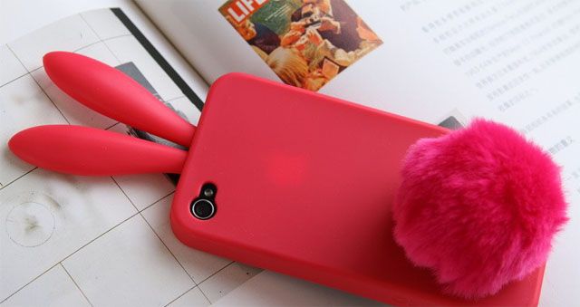 Transparent Pink Bunny Rabbit Case for iPhone 4 4G  