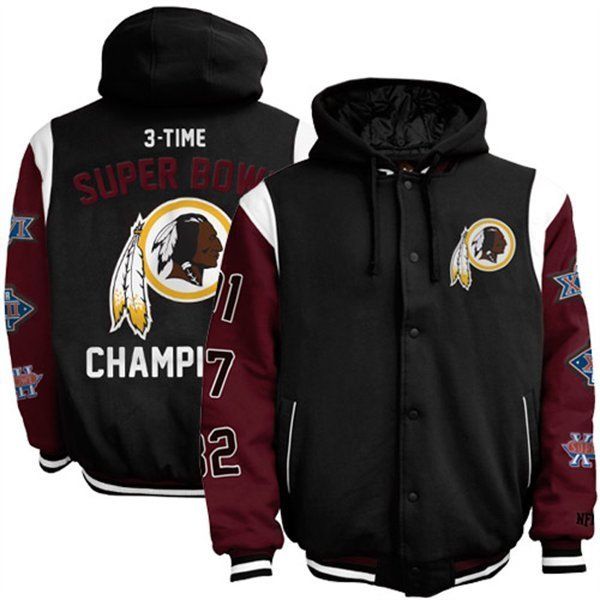 Washinton Redskins 3  Time Superbowl Champions Fleece Hoodie Jacket 