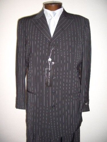 MENS SB BLACK STRIPED DRESS SUIT SIZE 44R NEW SUITS  