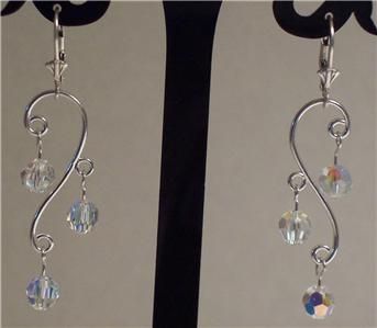 Sterling Silver AB Swarovski Crystal Chanelier Earrings  