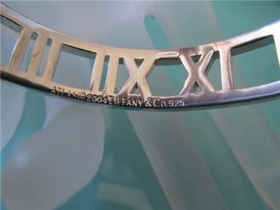 Tiffany & Co Atlas Cuff Roman Numeral Sterling Silver Bracelet  