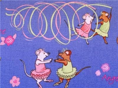 New Angelina Ballerina Mouse Alice Ballet Cartoon Girls Flowers Fabric 