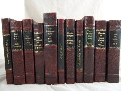 Old World Style LEATHER BOUND DECORATOR Book Lot 14 BURGUNDY  