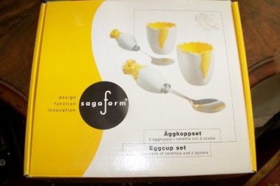 SAGAFORM Eggcup Set, 4 pices, Ceramic, Stainless Spoons, Resin 