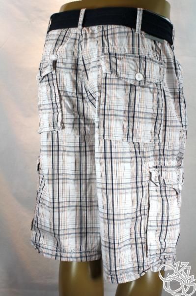 ECKO UNLTD Plaid Shorts w/ Free Belt Mens PANTS NEW  