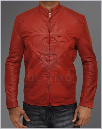 Superman Smallville Red Real Leather Sheepskin Jacket   Embossed 