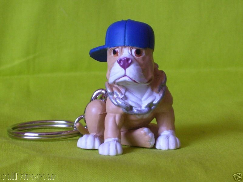 DOG POUND PITBULL KEYRING/KEYCHAIN pit bull dog FIG Blu  