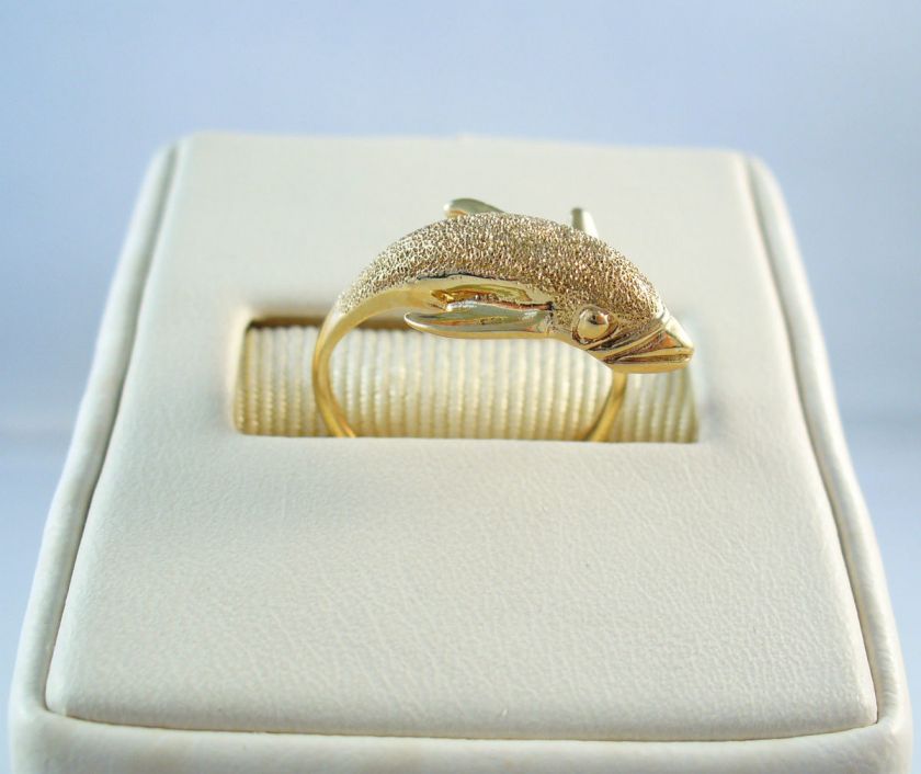 10K YELLOW GOLD LADIES DOLPHIN RING   NICE  