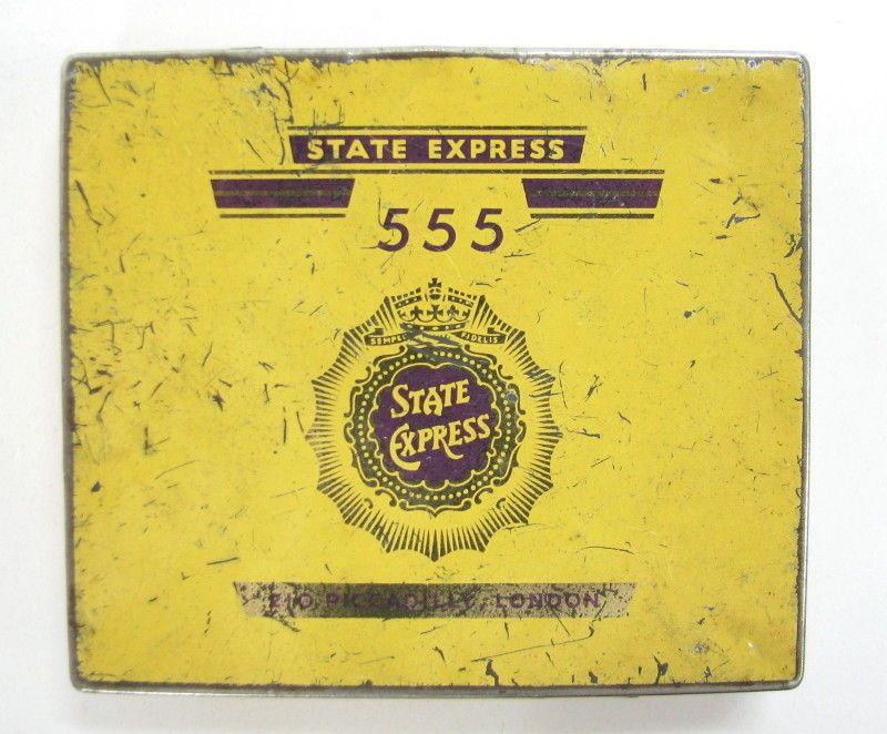 ANTIQUE OLD 555 STATE EXPRESS CIGARETTE LITHO TIN CASE  