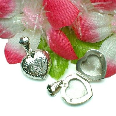 STERLING SILVER PUFFED HEART PHOTO LOCKET / PENDANT #2  