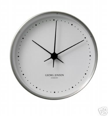 Georg Jensen LIVING Clock White Dial   Stainless Steel  