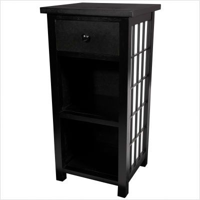   Furniture Shoji End Table with Shelves in Black LMPHOKKSH B  