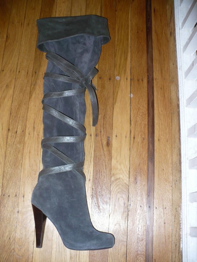 VICTORIAS SECRET COLIN STUART SUEDE OVER THE KNEE CUFF LACE UP BOOTS 