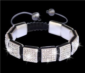 BLACK/WHITE FANCY QUALITY 12MM SQUARE SHAMBALLA CRYSTAL PARIS INSPIRED 