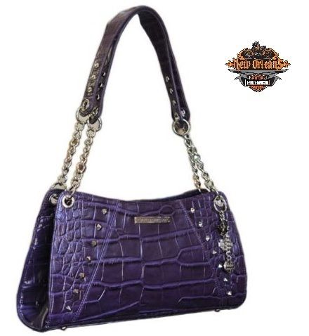 Womans Harley Davidson CROC Violet Chain Purse OC4441L VIOLET  