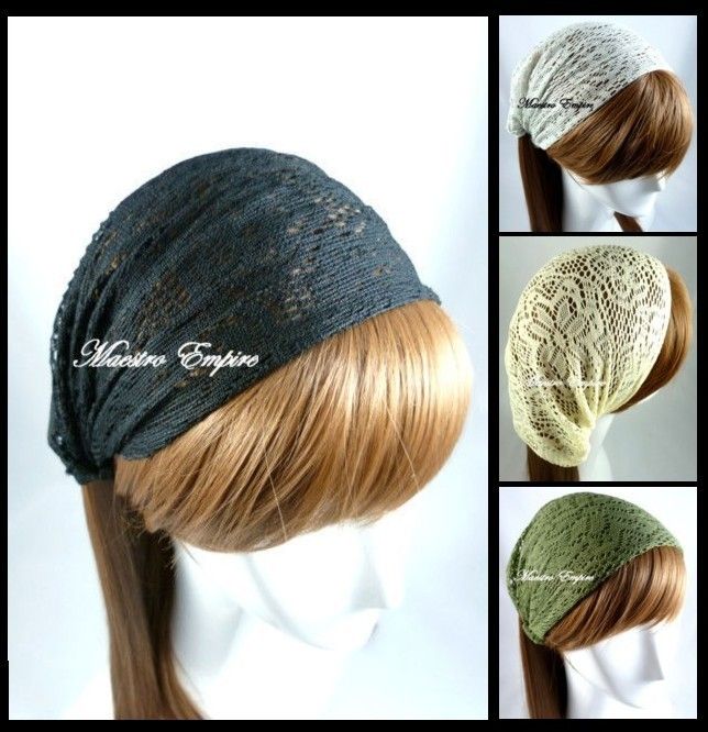 Crochet Flower Lace Pattern Head Hair Band Headwrap Headband  