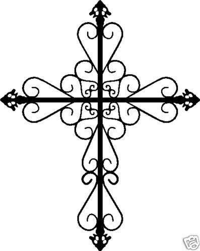 Decorative Cross Crucifix Wall Art Vinyl Sticker 8x10  