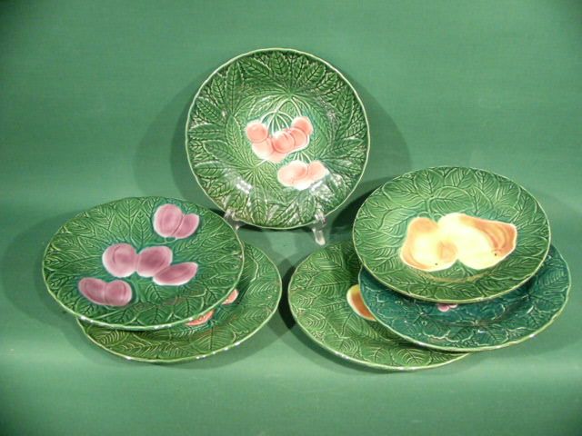 c940 Set of 6 majolica cake plates by SALINS FRANCE  