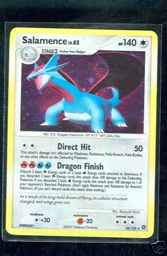 pokemon salamence 140 hp holographic foil card read  