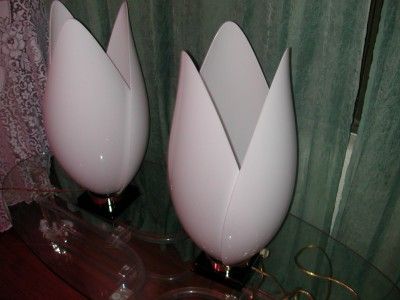 Vintage 1970s Rougier Tulip Table Lamps  